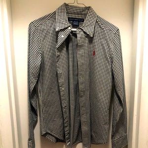 Black and White Checkered Sport Womens Button-down